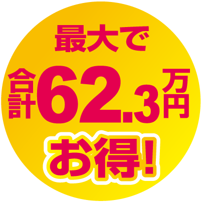 最大で合計62.3万円お得！